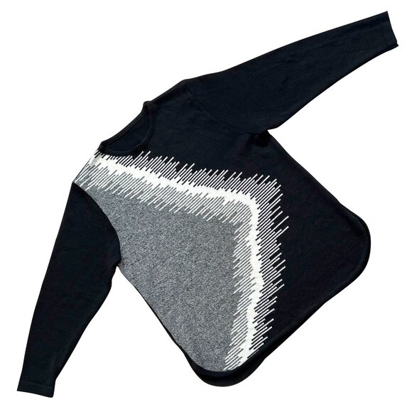 Sundazed (Germany) Interlock Wool Blend Baseball Hem Intarsia Jumper Black : S - Picture 1 of 4